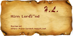 Hirn Loránd névjegykártya