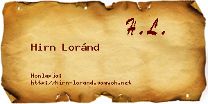 Hirn Loránd névjegykártya